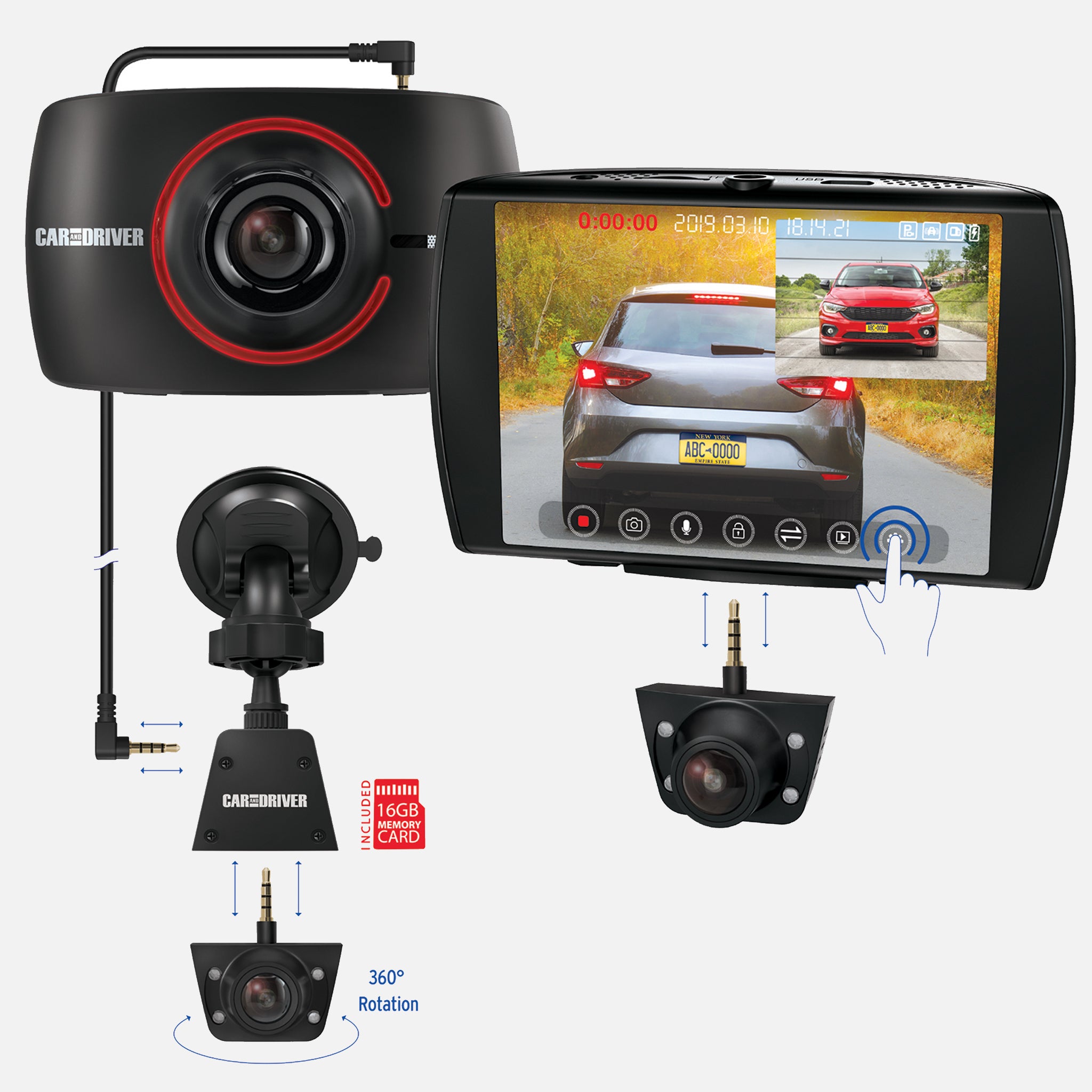 ROAD PATROL® TOUCH DUO DUAL VIEW DASH CAM - CAR AND DRIVER ZX1002